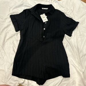 Zara Black Button-Up Top